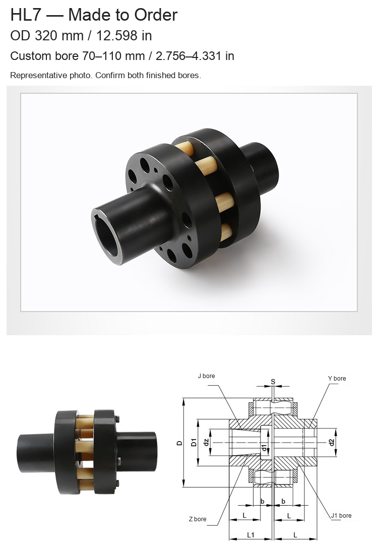 HL7 / OD 320 mm (12.598 in) / Custom Bore 70–110 mm (2.756–4.331 in)