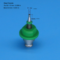 Steel Tip — OD 1.5 mm (0.059 in), Bore 0.8 mm / 0.031 in