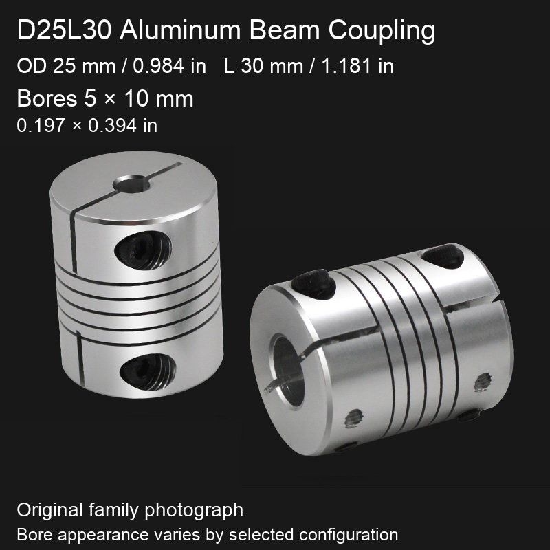 D25L30 / Bore 5 × 10 mm (0.197 × 0.394 in)