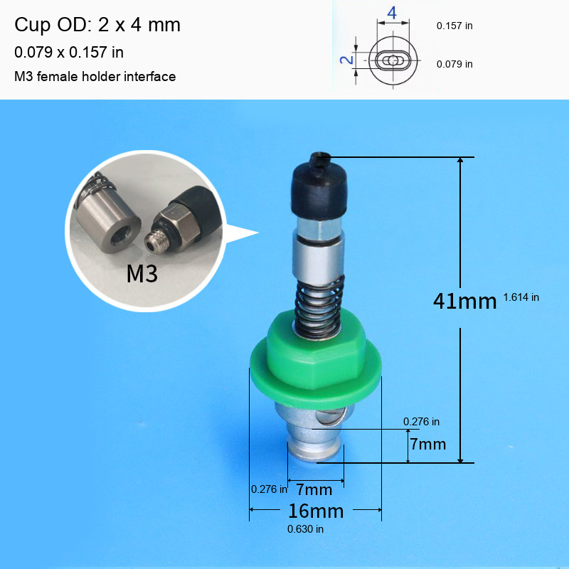 Oval Assembly — 2 x 4 mm (0.079 x 0.157 in), M3 Female, H41 mm / 1.614 in