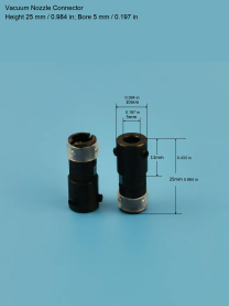 Connector — H25 mm / 0.984 in, Bore 5 mm / 0.197 in