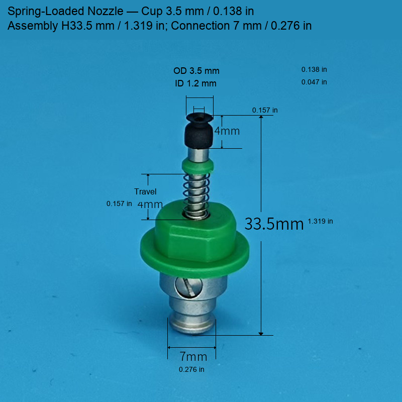 Assembly — Cup 3.5 mm / 0.138 in, H33.5 mm / 1.319 in