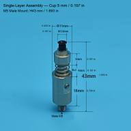 M5 Male Spring-Loaded Vacuum Cup Assemblies — Round, Double-Layer and Oval