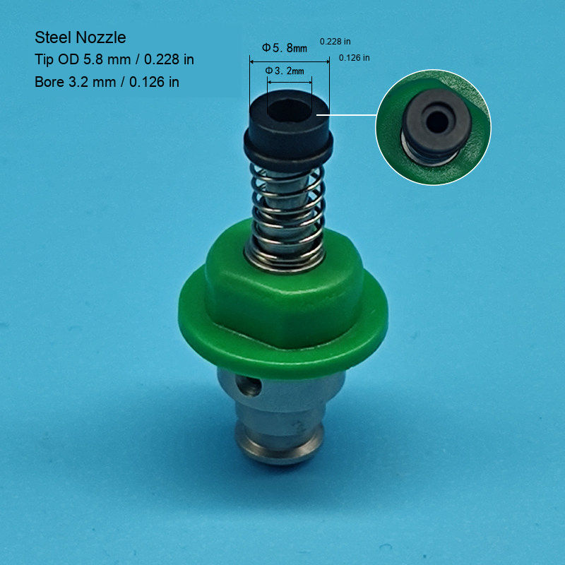 Steel Tip — OD 5.8 mm (0.228 in), Bore 3.2 mm / 0.126 in