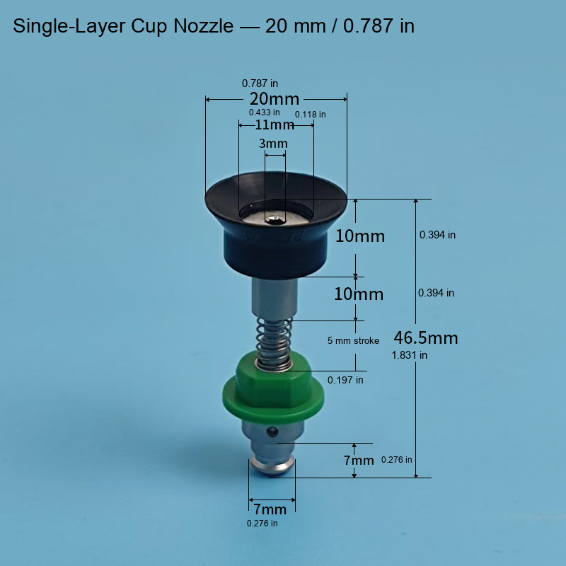 M5 spring-loaded vacuum cup nozzle 10: original product photograph in English