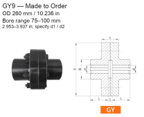 GY9 / OD 260 mm (10.236 in) / Custom Bore 75–100 mm (2.953–3.937 in)