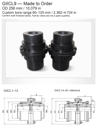 GIICL 45-Steel Crowned-Gear Couplings, Custom Bores
