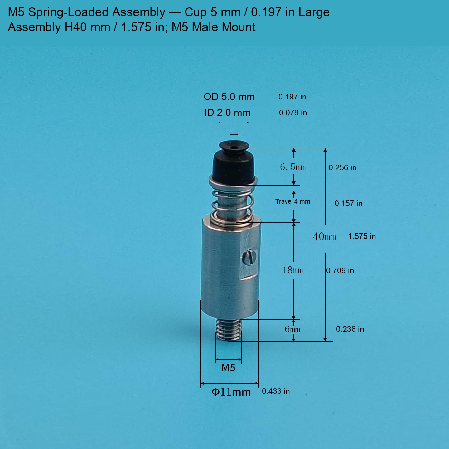 M5 spring-loaded vacuum nozzle 14: original product photograph in English