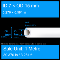 ID 7 × OD 15 mm (0.276 × 0.591 in) / 1 m