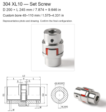 XL10 Set Screw / D200 × L245 mm (7.874 × 9.646 in) / Bore 40–110 mm (1.575–4.331 in)