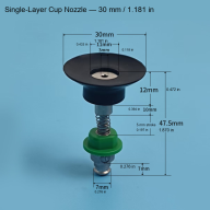 Spring-Loaded Vacuum Cup Nozzles and M5 Female Holders, 6–40 mm