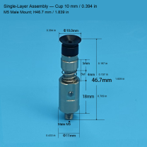 Single-Layer M5 Assembly — Cup 10 mm / 0.394 in, H46.7 mm / 1.839 in
