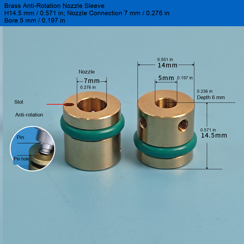 Brass Sleeve — H14.5 mm / 0.571 in, Bore 5 mm / 0.197 in