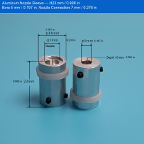 Aluminum Sleeve — H23 mm / 0.906 in, Bore 5 mm / 0.197 in