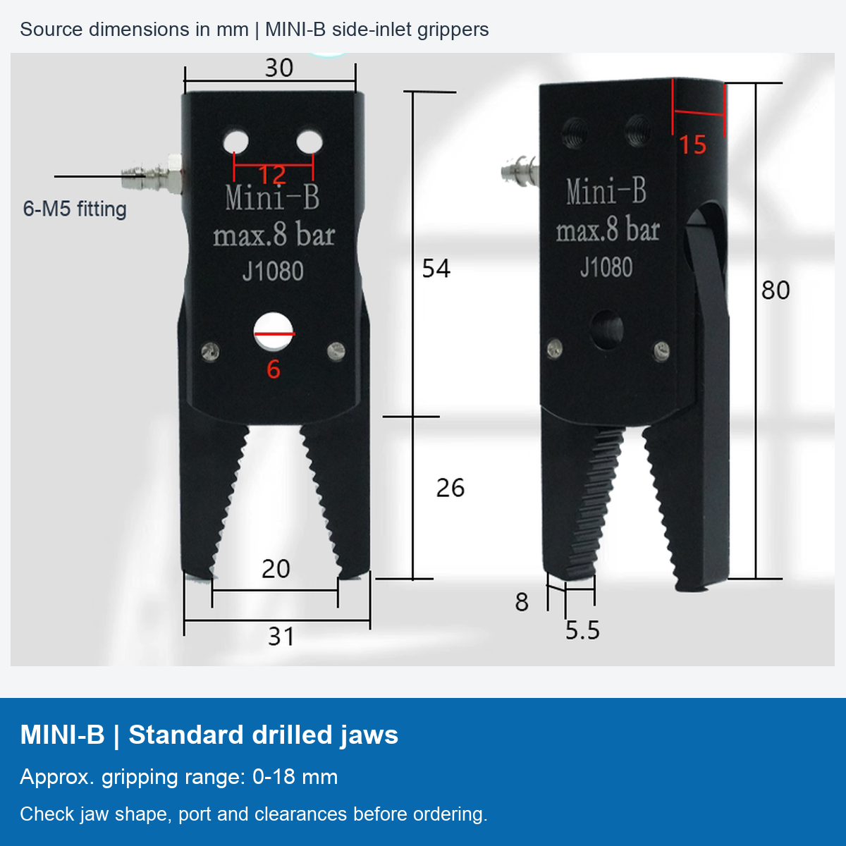 MINI-B | Standard drilled jaws