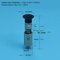 Single-Layer M5 Assembly — Cup 13 mm / 0.512 in, H46.7 mm / 1.839 in