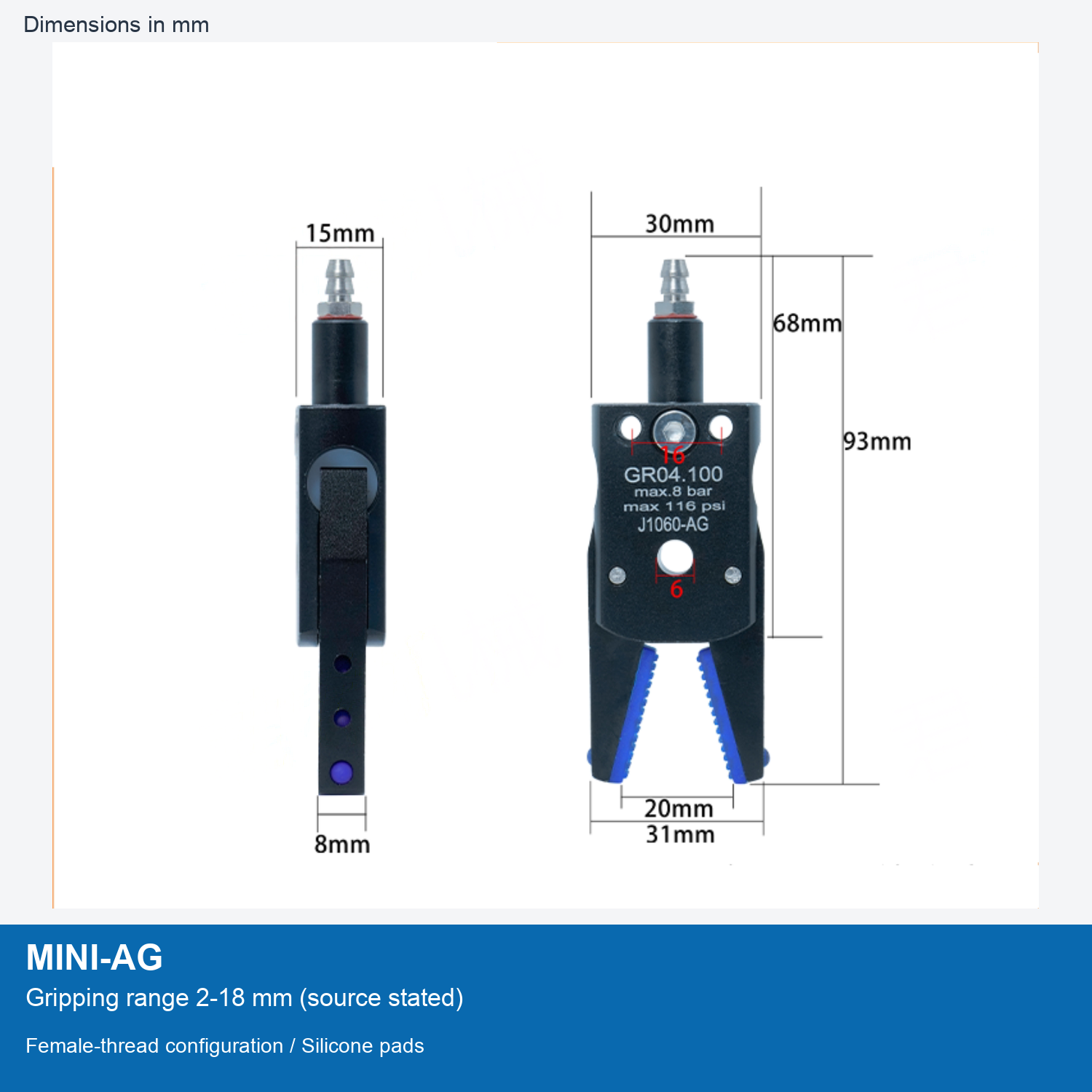 MINI-AG | 2-18 mm grip dimensional image