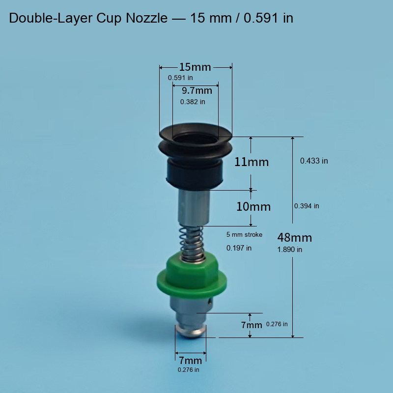M5 spring-loaded vacuum cup nozzle 14: original product photograph in English