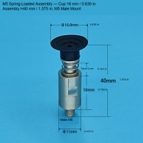 M5 Assembly — Cup 16 mm / 0.630 in, H40 mm / 1.575 in