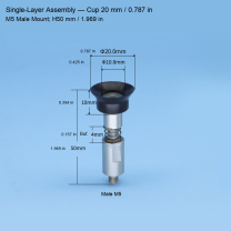 Single-Layer M5 Assembly — Cup 20 mm / 0.787 in, H50 mm / 1.969 in