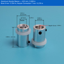 Aluminum Sleeve — H23 mm / 0.906 in, Bore 9 mm / 0.354 in