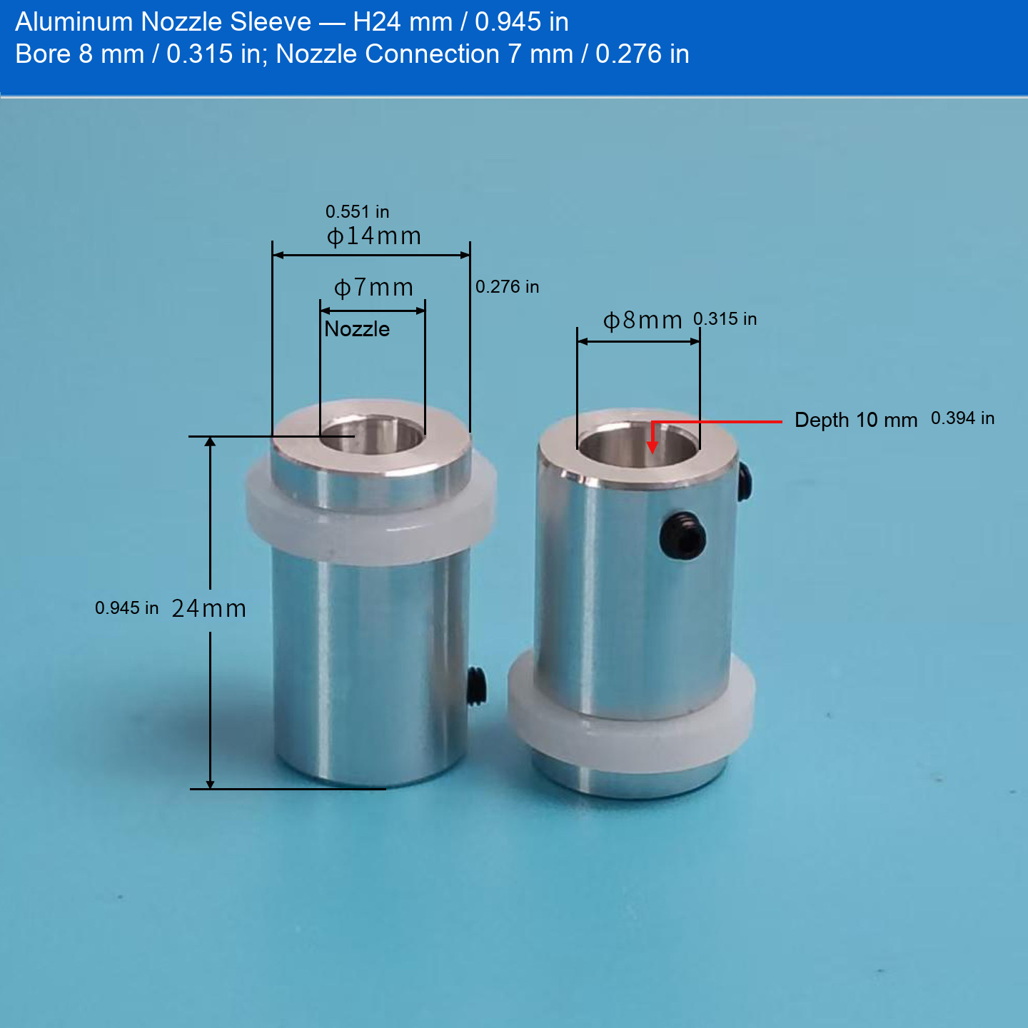Vacuum nozzle connection sleeve 18: original product photograph in English