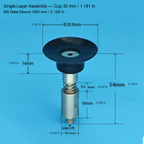 Single-Layer M5 Assembly — Cup 30 mm / 1.181 in, H54 mm / 2.126 in