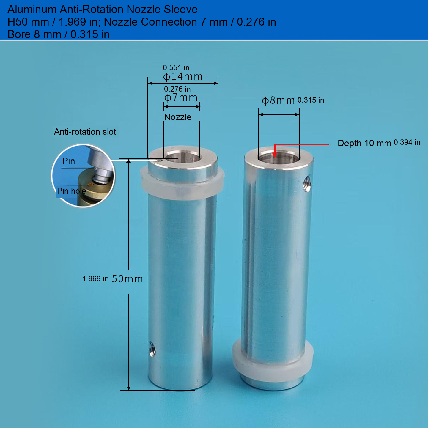 7 mm connection nozzle holder sleeve 20: original product photograph in English