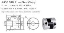 JHCS D16L21 / 16 × 21 mm (0.630 × 0.827 in) / Bore 4–6.35 mm (0.157–0.250 in)