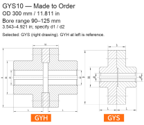 GYS10 / OD 300 mm (11.811 in) / Custom Bore 90–125 mm (3.543–4.921 in)