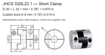 JHCS D20L22.1 / 20 × 22.1 mm (0.787 × 0.870 in) / Bore 5–8 mm (0.197–0.315 in)