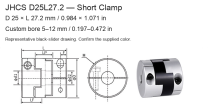 JHCS D25L27.2 / 25 × 27.2 mm (0.984 × 1.071 in) / Bore 5–12 mm (0.197–0.472 in)