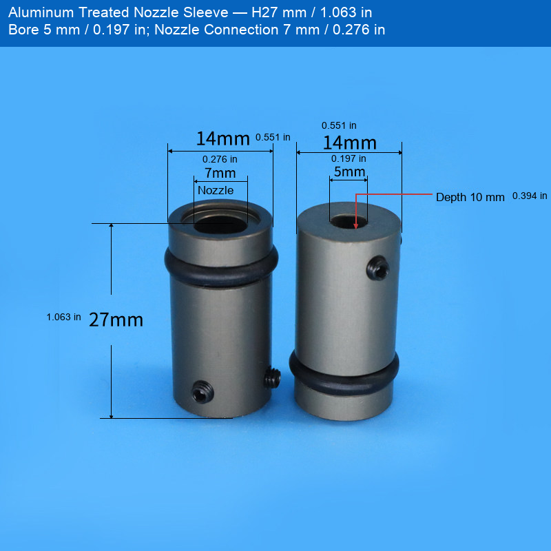 Aluminum Treated Sleeve — H27 mm / 1.063 in, Bore 5 mm / 0.197 in