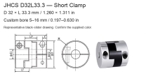 JHCS D32L33.3 / 32 × 33.3 mm (1.260 × 1.311 in) / Bore 5–16 mm (0.197–0.630 in)