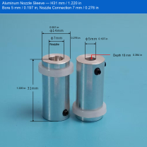 Aluminum Sleeve — H31 mm / 1.220 in, Bore 5 mm / 0.197 in