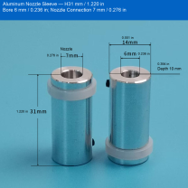 Aluminum Sleeve — H31 mm / 1.220 in, Bore 6 mm / 0.236 in