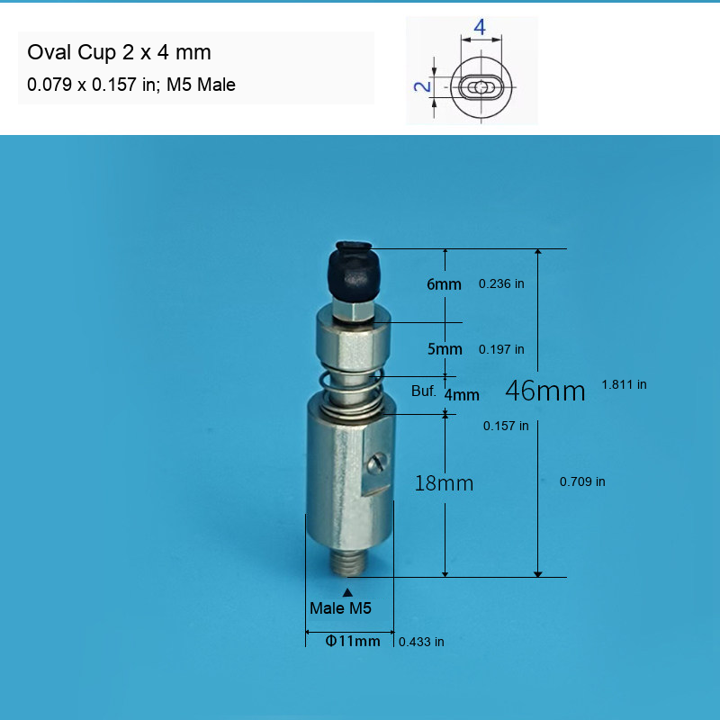 Oval M5 Assembly — 2 x 4 mm (0.079 x 0.157 in), H46 mm / 1.811 in