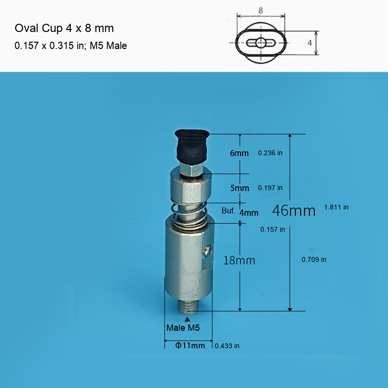M5 male-mounted vacuum cup assemblies and source dimensions 31: original product photograph in English