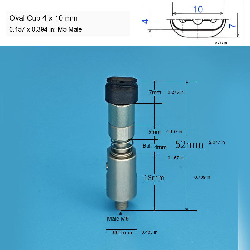 Oval M5 Assembly — 4 x 10 mm (0.157 x 0.394 in), H52 mm / 2.047 in