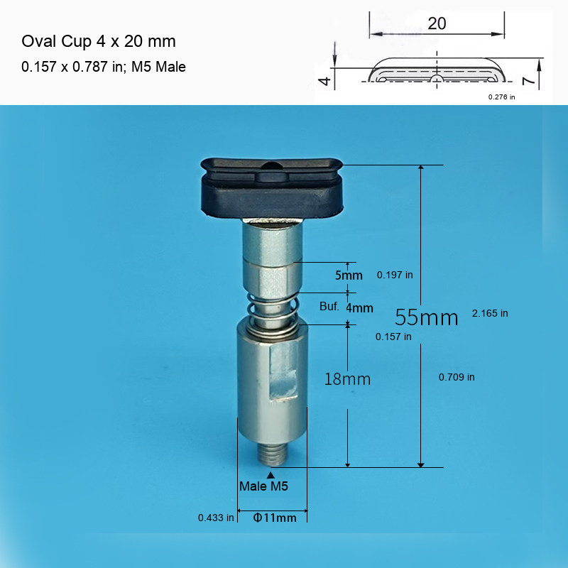 Oval M5 Assembly — 4 x 20 mm (0.157 x 0.787 in), H55 mm / 2.165 in
