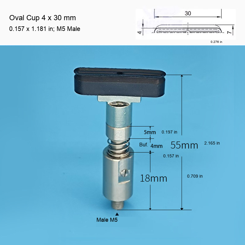 M5 male-mounted vacuum cup assemblies and source dimensions 34: original product photograph in English