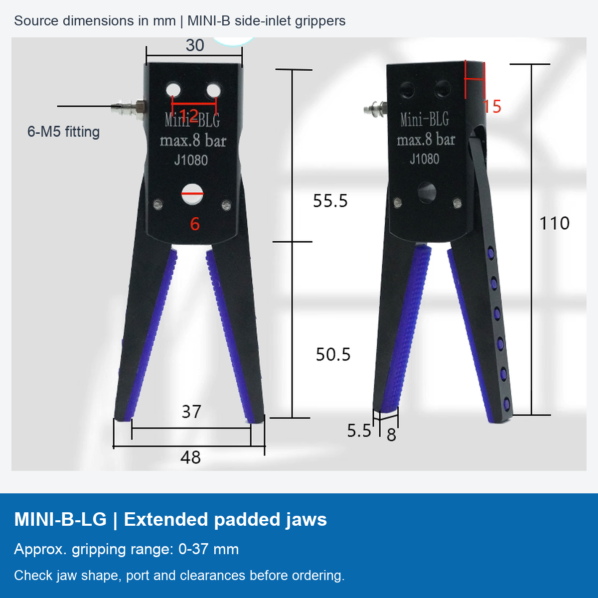 MINI-B-LG | Extended padded jaws