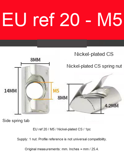 EU ref 20 / M5 / Nickel-plated CS / 1pc — original photograph and dimensional reference