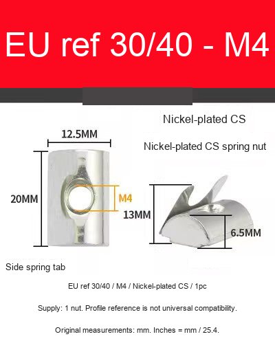 EU ref 30/40 / M4 / Nickel-plated CS / 1pc — original photograph and dimensional reference