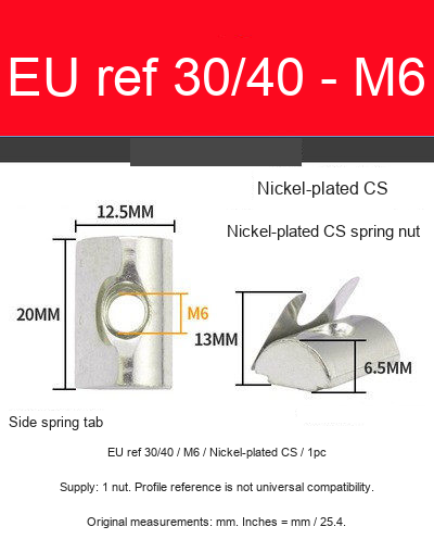 EU ref 30/40 / M6 / Nickel-plated CS / 1pc — original photograph and dimensional reference