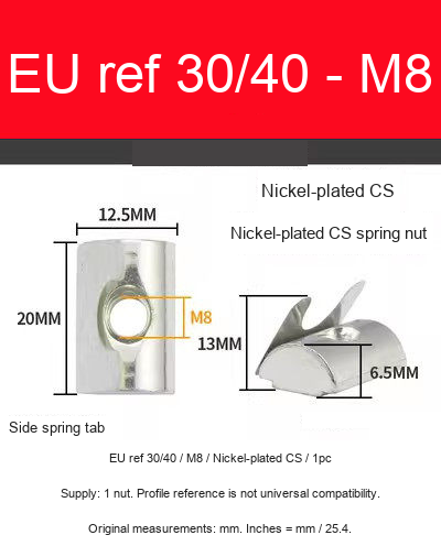 EU ref 30/40 / M8 / Nickel-plated CS / 1pc — original photograph and dimensional reference