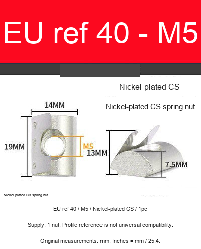 EU ref 40 / M5 / Nickel-plated CS / 1pc — original photograph and dimensional reference