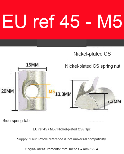 EU ref 45 / M5 / Nickel-plated CS / 1pc — original photograph and dimensional reference