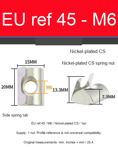 EU ref 45 / M6 / Nickel-plated CS / 1pc — original photograph and dimensional reference
