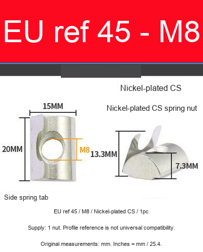 EU ref 45 / M8 / Nickel-plated CS / 1pc — original photograph and dimensional reference
